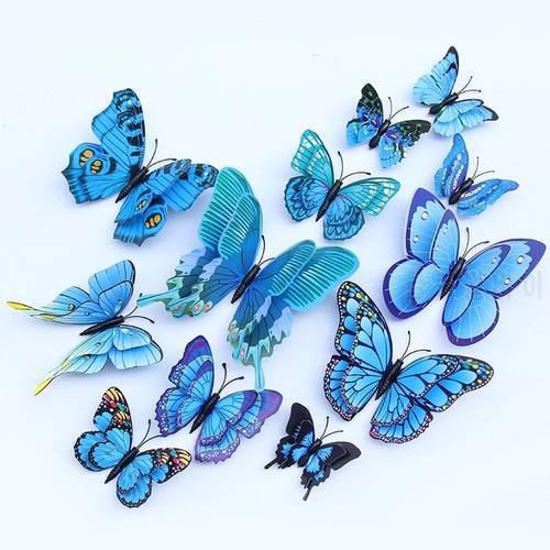2021 new 12 pcs/batch PVC artificial double-layer color butterfly decoration home interior decoration simulation butterfly