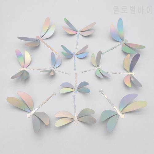 3D Imitation Dragonfly Wall Sticker Wedding Party Decoration PVC Metal Texture Gold Silver Butterfly Wall Stickers Home Decor