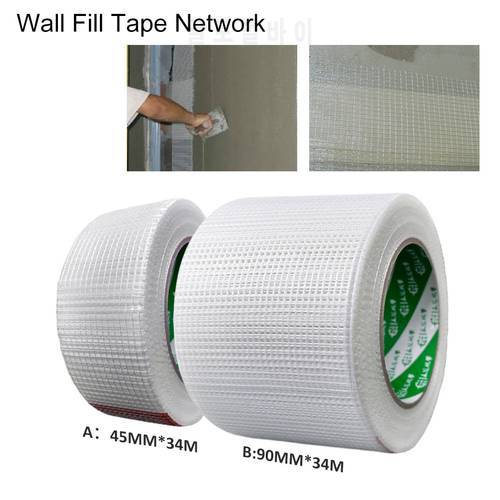 Self-Adhesive Wall Repair Reinforcement Fiber Tape Wall Cracks Decorative Mesh Seam Tape Wall Sticker Size 45mm/90mmx34m