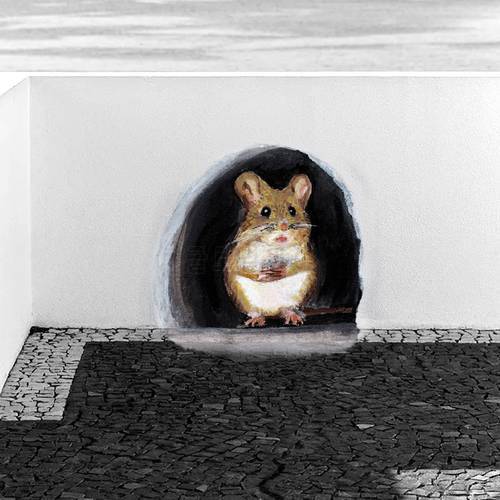 5PCS/lot Realistic 3D Mouse Wall Sticker Mouse In A Hole Wall Decal Unique Sticker Indoor Outdoor Decoration Mouse Wall Sticker