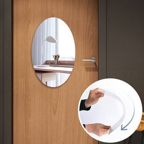 3D DIY Wall Mirror Stickers Reflective Surface Oval Square Acrylic Stickers Home Bathroom Decals Living Room Wall Decor