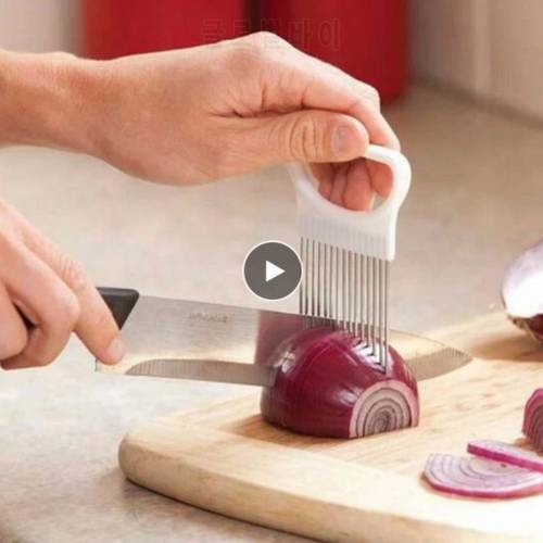 Stainless Steel Onion Cutter Onion Fork Fruit Vegetables Cutter Slicer Tomato Cutter Knife Cutting Safe Aid Holder Kitchen Tools