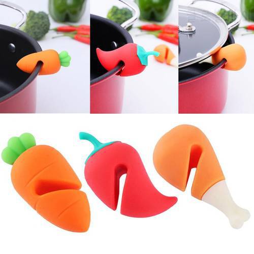 Anti-Overflow Pot Clip Carrot Chili Chicken Leg Pan Cover Anti-Overflow Rack Prevent Overflow Lid Holder Kitchen Accessories