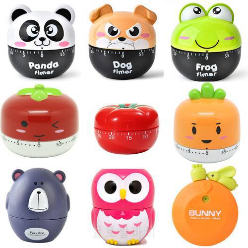 Cartoon Animal Vegetable Shape 60 Minute Timer Easy Operate Kitchen Timer Cooking Baking Helper Kitchen Tools Home Decoration