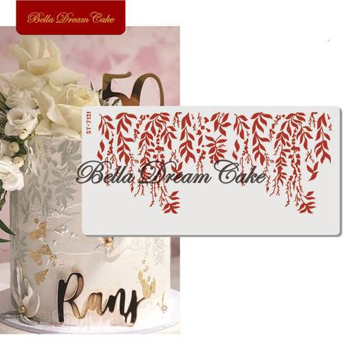 Leaf Vine Pattern Cake Stencil PET Chocolate Cake Side Stencils Template DIY Lace Layered Mold Cake Decorating Tools Bakeware