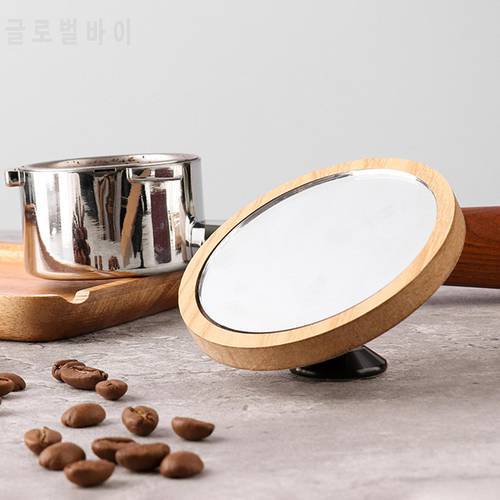 Espresso Lens Flow Rate Observation Wooden Base Magnetic Coffee Tampering Reflective Mirror for Cafe Machine Tool Wooden Base