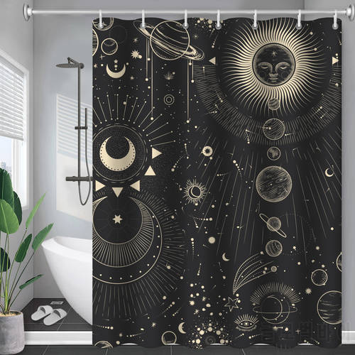 Constellation Fabric Shower Bath Curtain Blush Sun and Moon Phrase Modern Abstract Mysticism Waterproof Bathroom Accessories
