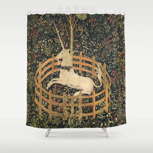 The Unicorn In Captivity Shower Curtain Bathroom Waterproof Shower Curtain Flower Print Curtains for Bathroom Shower With Hook
