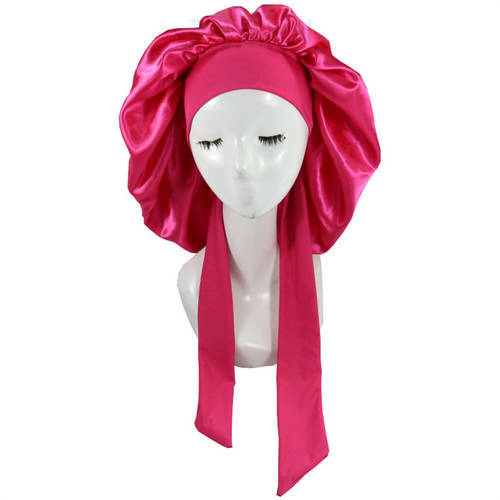 1pcs High Quality Polyester High Elastic Night Sleeping Shower Cap Hair Bonnet Hat Head Cover For Girls Women Bath Satin Turban