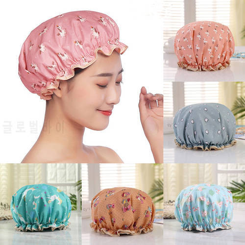 Unicorn Shower Caps Double Layer Waterproof Bath Hat Reusable Elastic Band Bath Caps Perfect for Women and Girls Beauty Spa