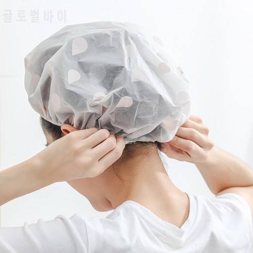 ShowerCap Waterproof Anti-smoke Water-Print High Elastic Stretchy Hair Bonnet for SPA