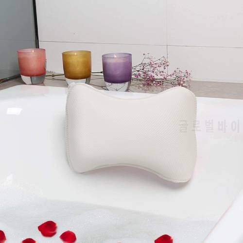 Non-slip Cushioned Bath Tub Spa Pillow 3d Mesh Spa Bathtub Head Rest Pillow With Suction Cups For Neck Back Bathroom Supply