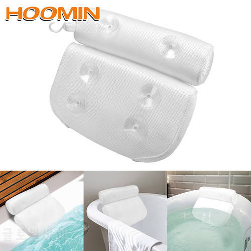 HOOMIN 3D Mesh Breathable Bathtub Head Rest Pillow Non-Slip With Suction Cups for Neck and Back Support Spa Bath Pillow