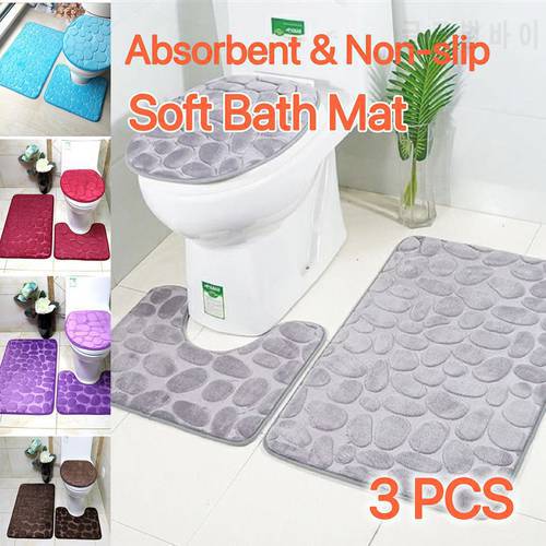 Soft Bath Mat Home Decor Washroom Floor Washable Doormat Bathtub Side Area Mats Toilet Mat