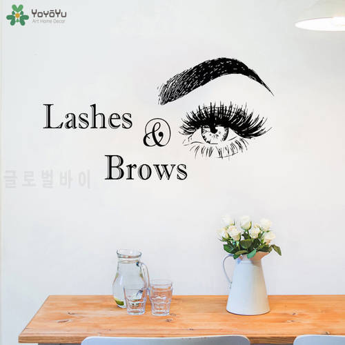 YOYOYU Wall Decal Lashes And Brows Wall Sticker Vinyl Wall Decal For Girls Bedroom Beauty Salon Wall Poster Home Decals QQ135