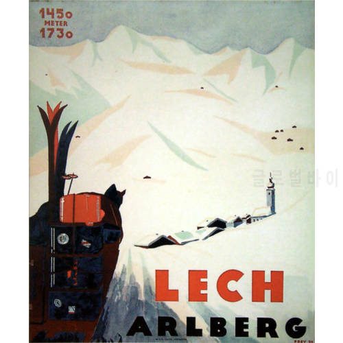 Austria Tourism Travel Posters Lech Arlberg Classic Wall Sticker Canvas Paintings Decorative Vintage Poster Home Bar Decor Gift