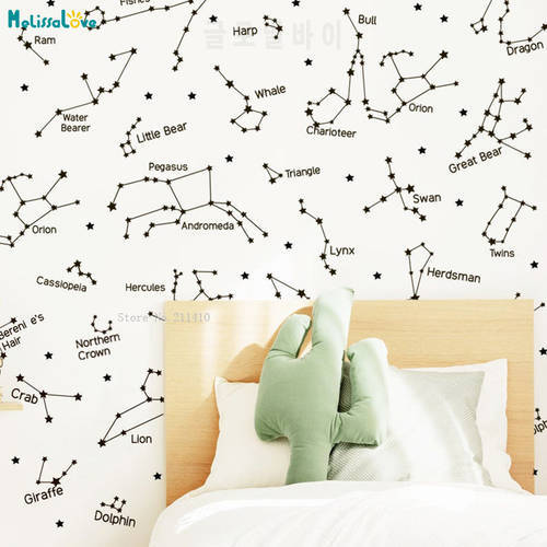 28 Zodiac Constellation Wall Decals Star Gift Vinyl Home Decoration Removable New Design Murals Handmade YT4811