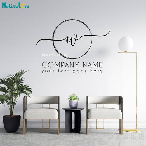 Company Name Logo Wall Decals Custom Text Window Stickers Vinyl Murals Removable New Design YT6216