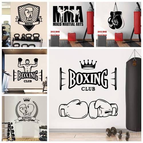 Power Boxing Fitness Art Pvc Wall Stickers Wall Paper For Boxing Club Vinyl Sticker Wall Decal Creative Mural