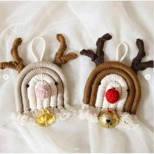 2021 Christmas Wool Elk Bells Pendants DIY Cute Hand-made Decorative Pendants Balcony Bedroom Decoration Christmas Party Pendant