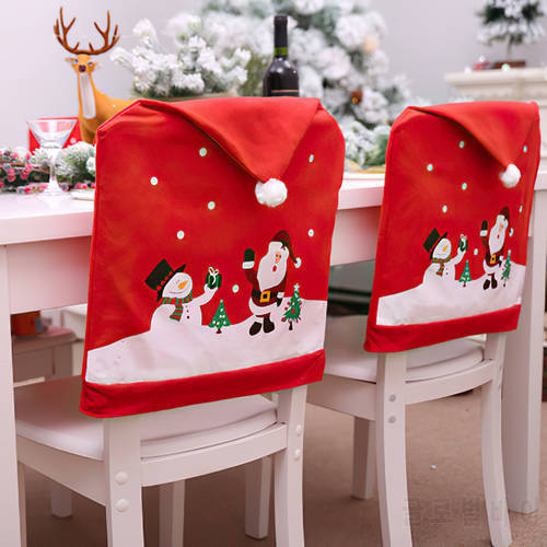 Christmas chair cover, decorative dust cover, snowflake chair cover, creative elderly snowman dining chair cover, cushion