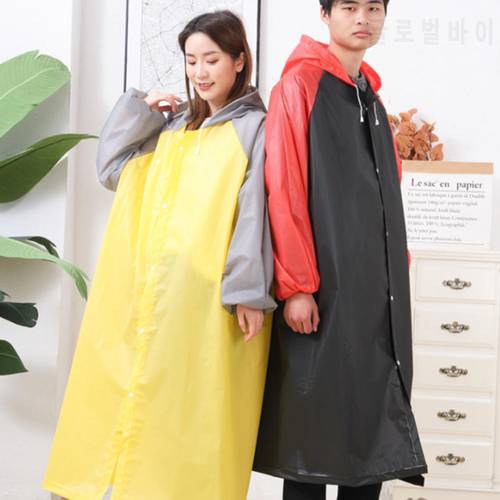 Rainwear Fashion Buckled Long Adult Raincoat Wear-Resistant Long Raincoat EVA Splice Adult Hooded Raincoat