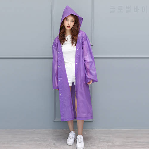 Reusable Impermeable Raincoat Women Men Outdoor Rainwear Frosted Thickened Adult Clear Portable EVA Hooded Rain Jacket