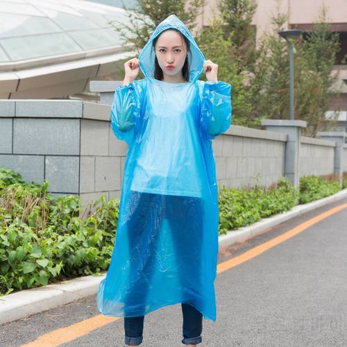 Disposable Adult Raincoat Transparent Emergency Protection Poncho Rain Coat Hood Poncho Hooded Outdoor Hiking Cover Raincoats