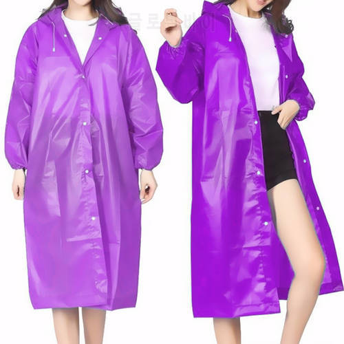 Transparent Raincoat Rain Cover EVA 5 Colors Hooded Ponchos Women men Waterproof Camping Outdoor Travel Elastic Cuffs