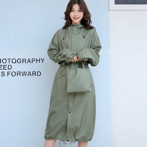 Fashion Korean Style Adult Raincoat Travel Trench Rain Cover Woman Long Raincoat Waterproof Rain Jacket With Hood