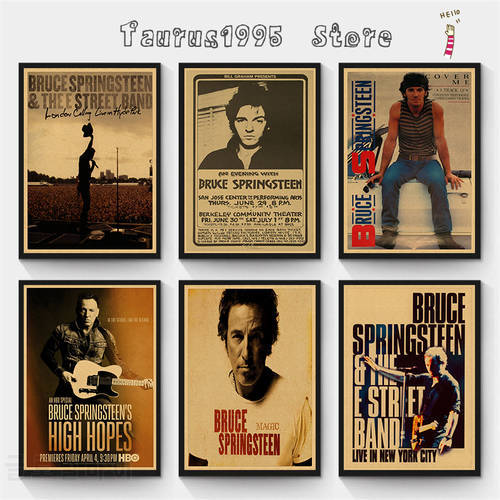 Vintage Bruce Springsteen Retro rock band music Guitar Matte Kraft Paper Antique Poster Wall Sticker Home