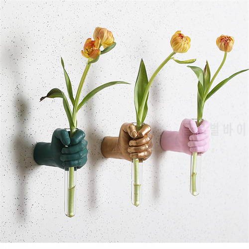 Arts Hand Hydroponics Vase Wall Hanging Home Decor Resin Crafts Creative 3D Flower Decoration Background Ornaments Accessories