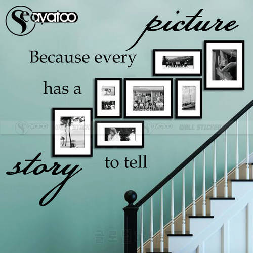 Because Every Picture Has a Story to Tell Wall Stickers Quote Vinyl Decal Bedroom Photo Words Lettering Living Room Home Decor