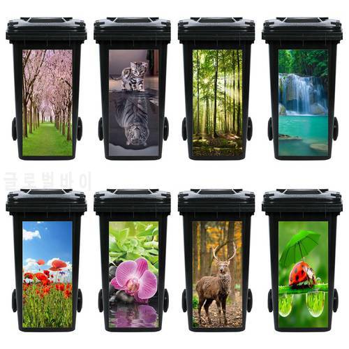 Self-adhesive PVC Trash Can Sticker Custom Size Waterproof Wallpaper Garbage Bin Renovation Cover Decal Mural For Kitchen Decor