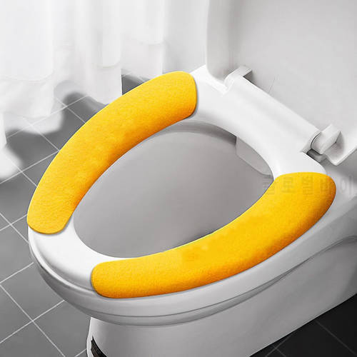 Universal Toilet Seat Cover Soft WC Paste Toilet Sticky Seat Pad Washable Bathroom Warmer Seat Lid Cover Pad Cushion Solid Color