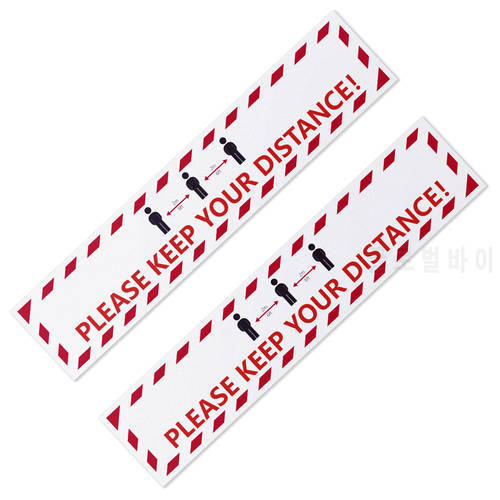 1 Roll 2pcs set 75*15cm Social Distancing Indicator Sign Floor Ground Stickers for Queue Guidance School Mall Store Sign Tapes
