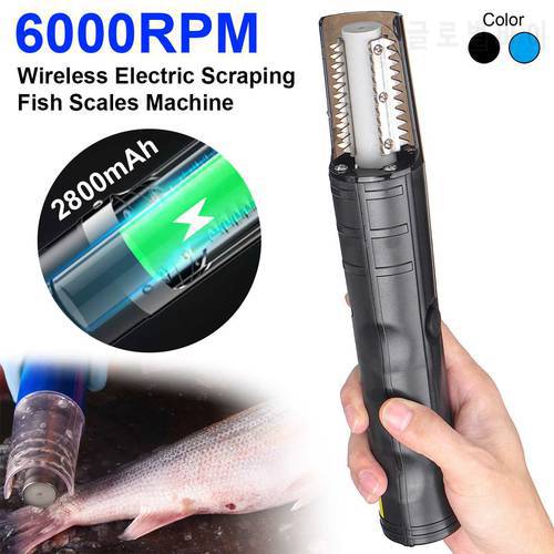 100V-240V Portable Waterproof Cordless Electric Fish Scaler Fish Scale Scraper Easy Fish Stripper Scale Remover Cleaning Tool