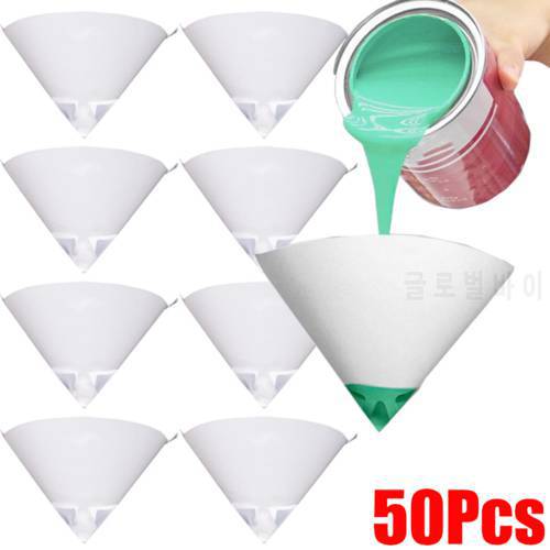 50Pcs Paint Paper Funnel Disposable Precision Filter Micron Sieve Nylon Mesh Cone Funnel for Car Furniture Spray Paint Filter