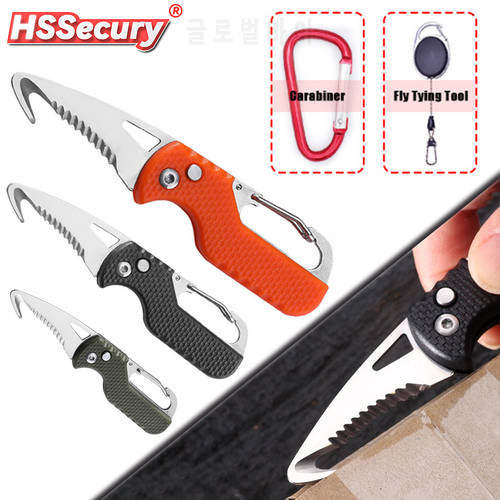 Portable Express Parcel Knife Stainless Fast Serrated Hook Knife For Outdoor Camping Carry-on Unpacking Keychain Folding Cutter