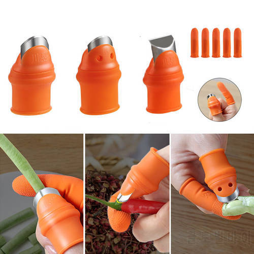 Finger Protector With Blade Silicone Fingers Trim Vegetables Tools Agricultural Thumb Nails Knife Finger Cutter Kitchen Gadgets