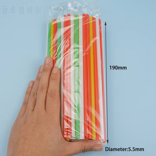 100Pcs Rietje Disposable Plastic Drinking Straws Multicolor Striped Bendable Elbow Straws Straight Tube Party Event Accessories