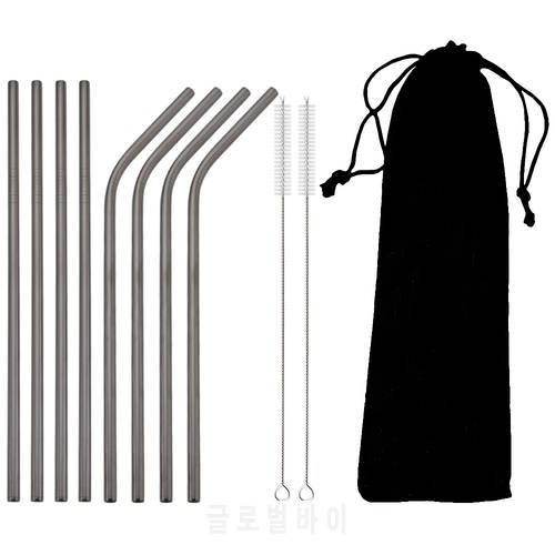 Eco Friendly Reusable Drinking Straws 304 Stainless Steel Straw with Brush Bag Bar Cocktail Straw for Drinkware Party Accessory