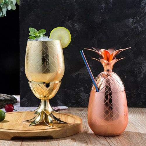 500ml Pineapple Ice Bucket Cocktail Drinks Bucket Metal Stainless Steel Ice Bucket Gold Silver 3 Colors Winebowls Mugs Bar Tools