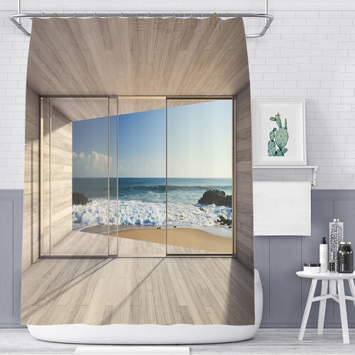 Digital Landscape Printing Waterproof Polyester Shower Curtain Window Shower Curtain Bathroom with Shower Curtains