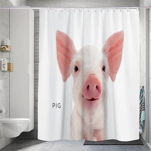 Nordic Animal Series Hygienic Partition Shower Curtain Digital Customization Free Punch Bathroom Curtains