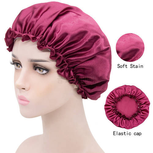 Hair Bonnet for Sleeping Satin Bonnets Satin Hat to Sleep Bathroom Accessory Sale Women Sleeping Cap Bath-house Bule Shower Plug