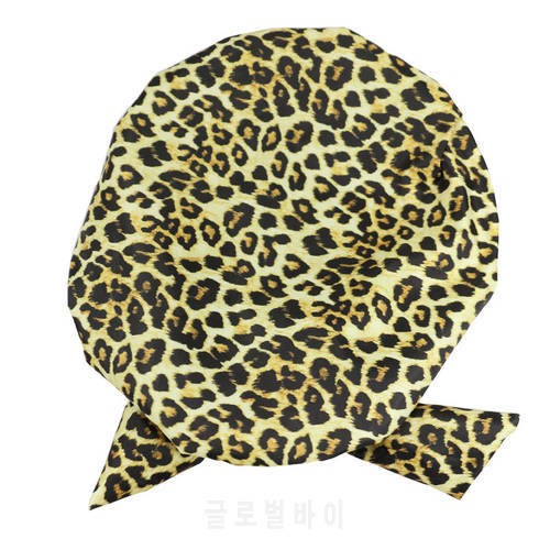 Waterproof Leopard Print Shower Cap Elastic Bow Nightcap Women Satin Hair Bonnet Silk Sleeping Cap Bathroom Accessories Supplies