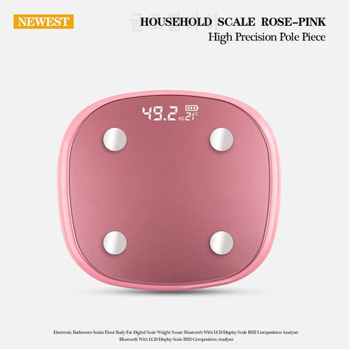 Bathroom Floor Scale Smart Digital Electronic Weight Scales Home Body Fat Scales High Percision Pole Piece LED Dispaly Rose Pink