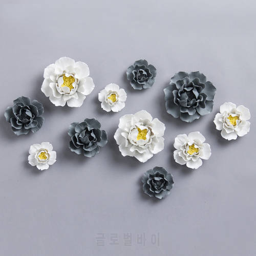 Chinese Peony Ceramic Flower Wall Mural Crafts Home Background Wall Hanging Decoration Lobby Store Hotel Wall Sticker Ornaments