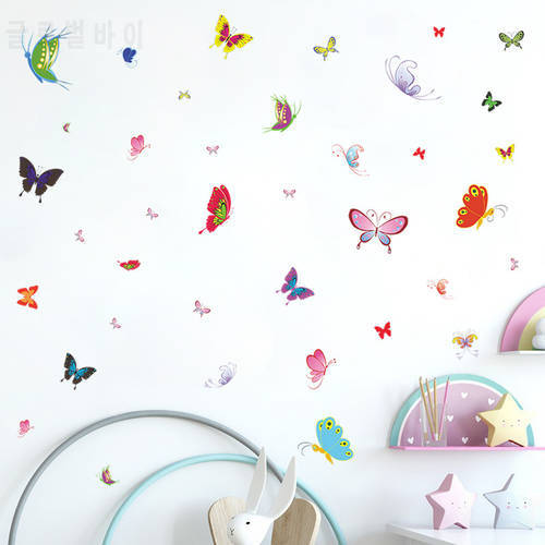 Colorful butterfly bedroom porch commercial wall beautification decorative wall stickers self-adhesive decorations living room